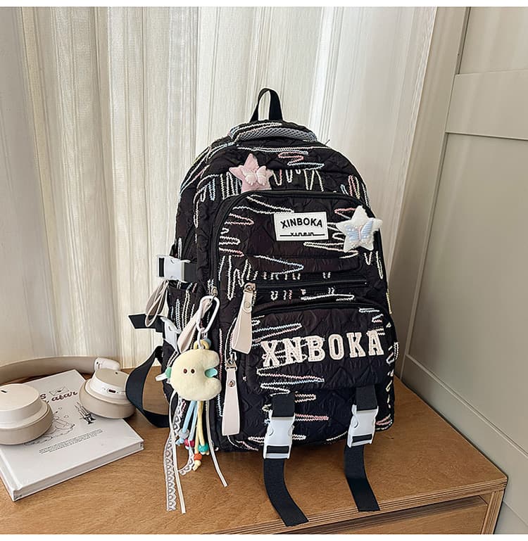 Korean-style trendy high-aesthetic fresh sweet backpack for middle and high school students, multi-compartment lightweight large-capacity backpack