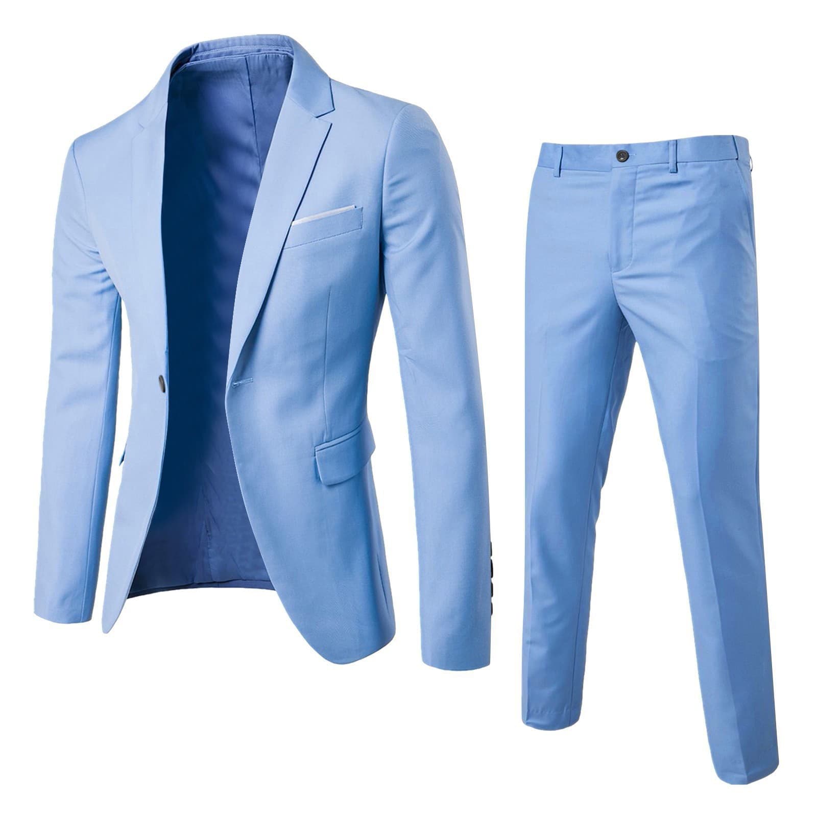 Men's Suit Set Two-Piece Business Formal Blazer Korean Slim Fit Groom Wedding Tuxedo