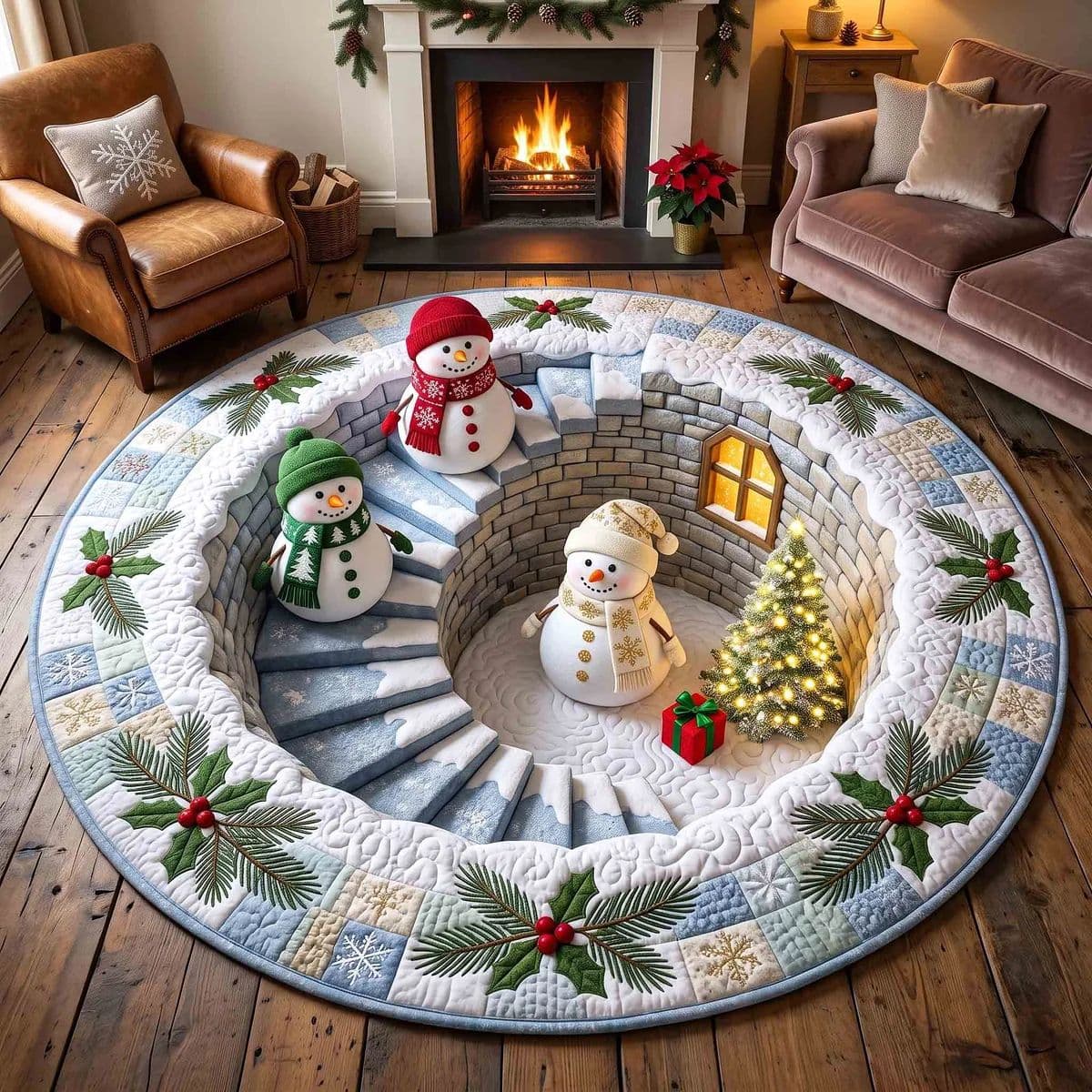 Santa Claus 3D Visual Illusion Carpet, Cartoon Living Room Coffee Table Rug, Factory Direct Wholesale Rocking Chair Throw