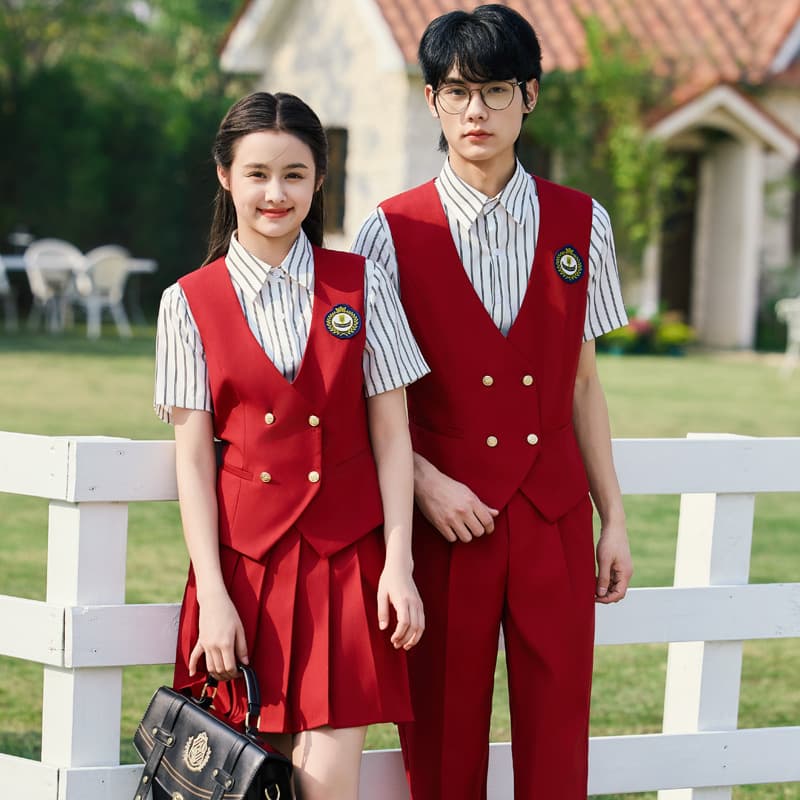 Unisex Gray Vest Skirt Pants Set, Academic Style High School Class Uniform, Poetry Performance Costume