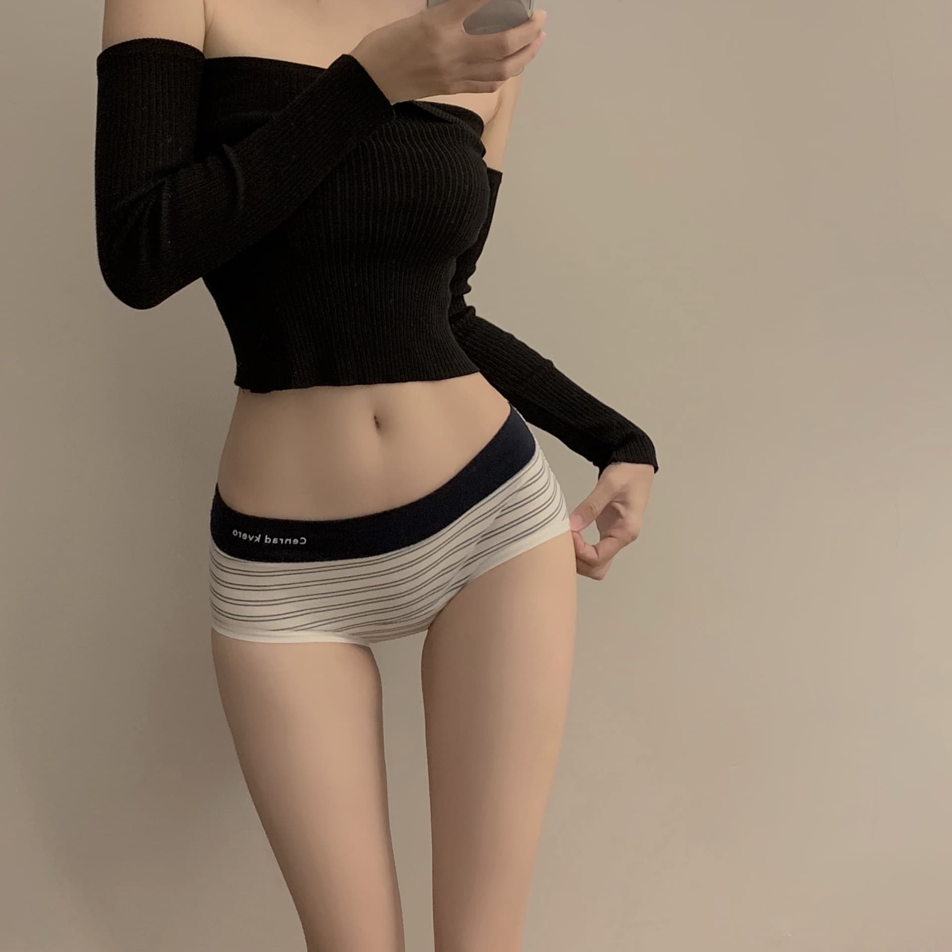 Japanese-Style Sunshine Stripe Cotton Panties for Girls, Mid-Waist, Color-Blocking Letters, 10A Antibacterial, Pure Cotton, Extended Crotch