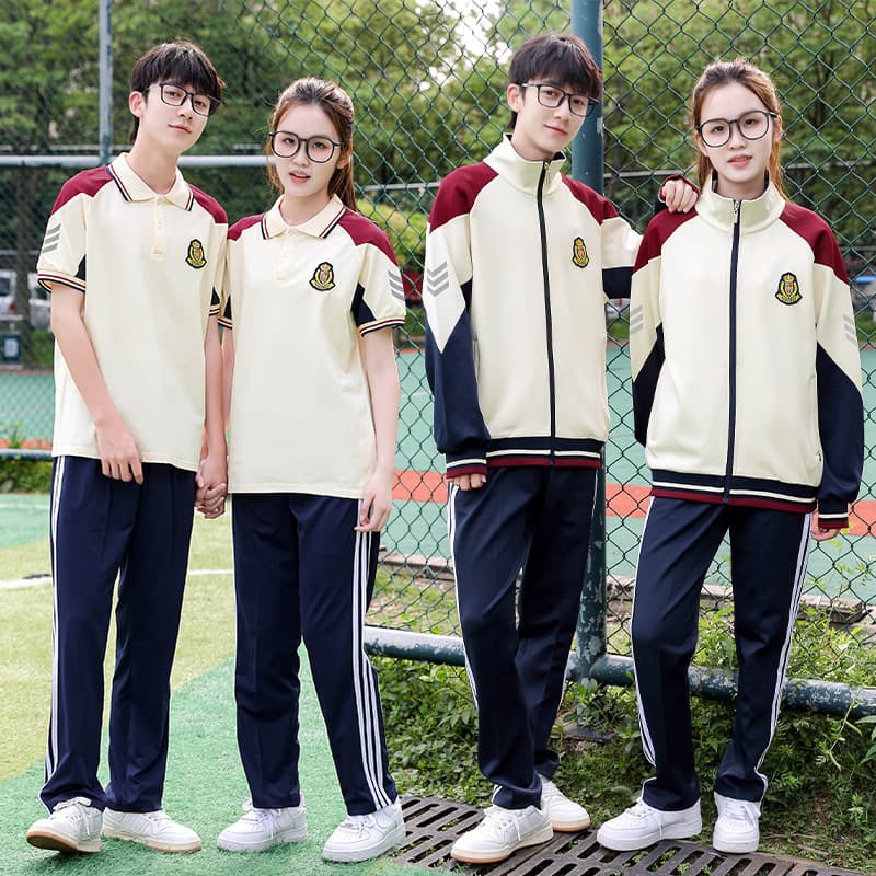 Spring and Autumn Student School Uniform Three-Piece Set, Junior High Long-Sleeve Class Uniform, High School Summer College-Style Short-Sleeve Long Pants Group Uniform