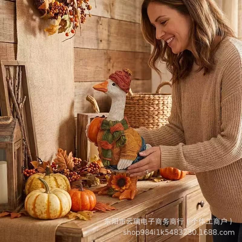New Arrival for Independent Site Autumn Pumpkin Duck Ornament Halloween Pumpkin Duck Resin Figurine