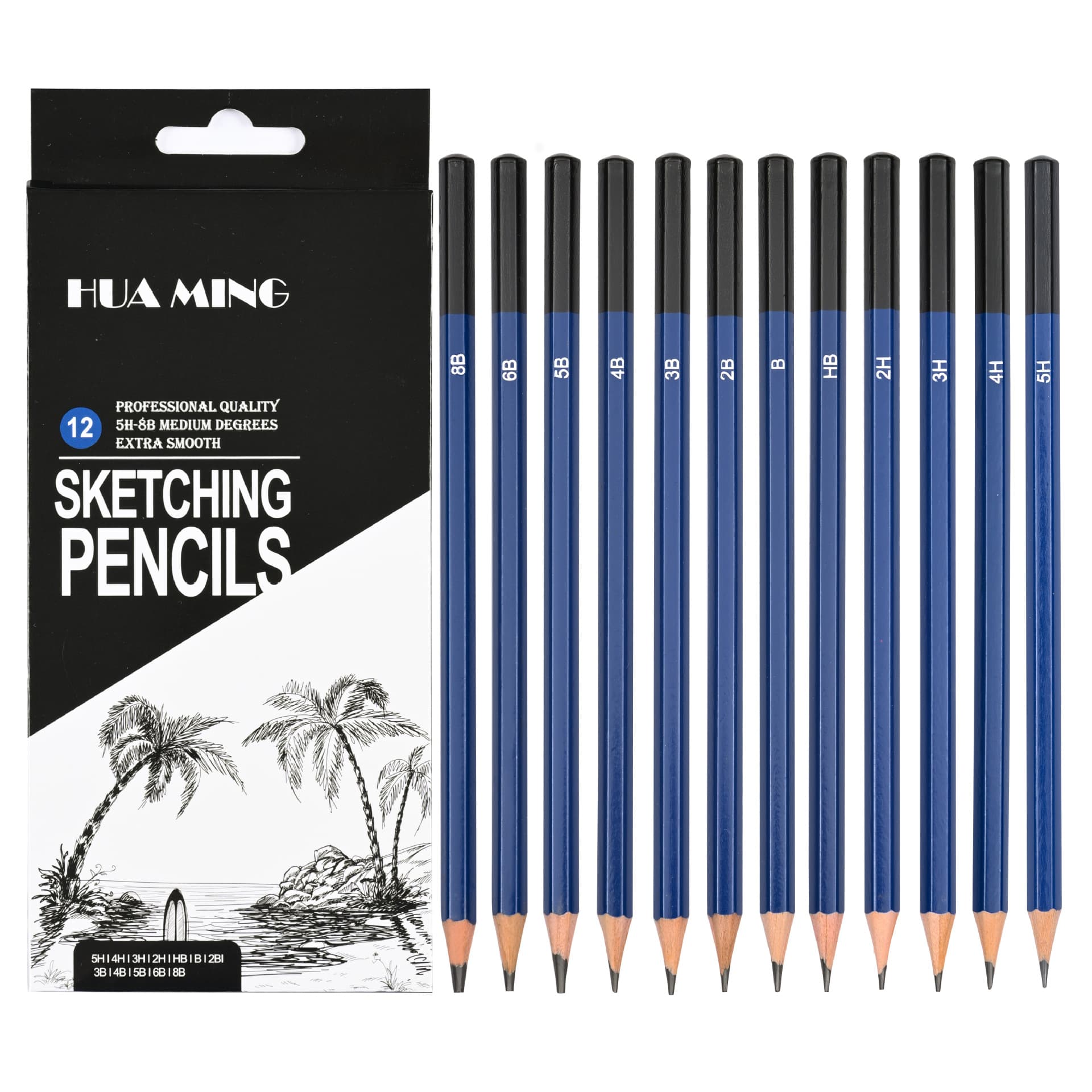 Sketch Pencil Set 5H-8B Hexagonal Barrel for Still Life Sketching and Life Drawing, 12-Piece Cross-border Sketch Pencils