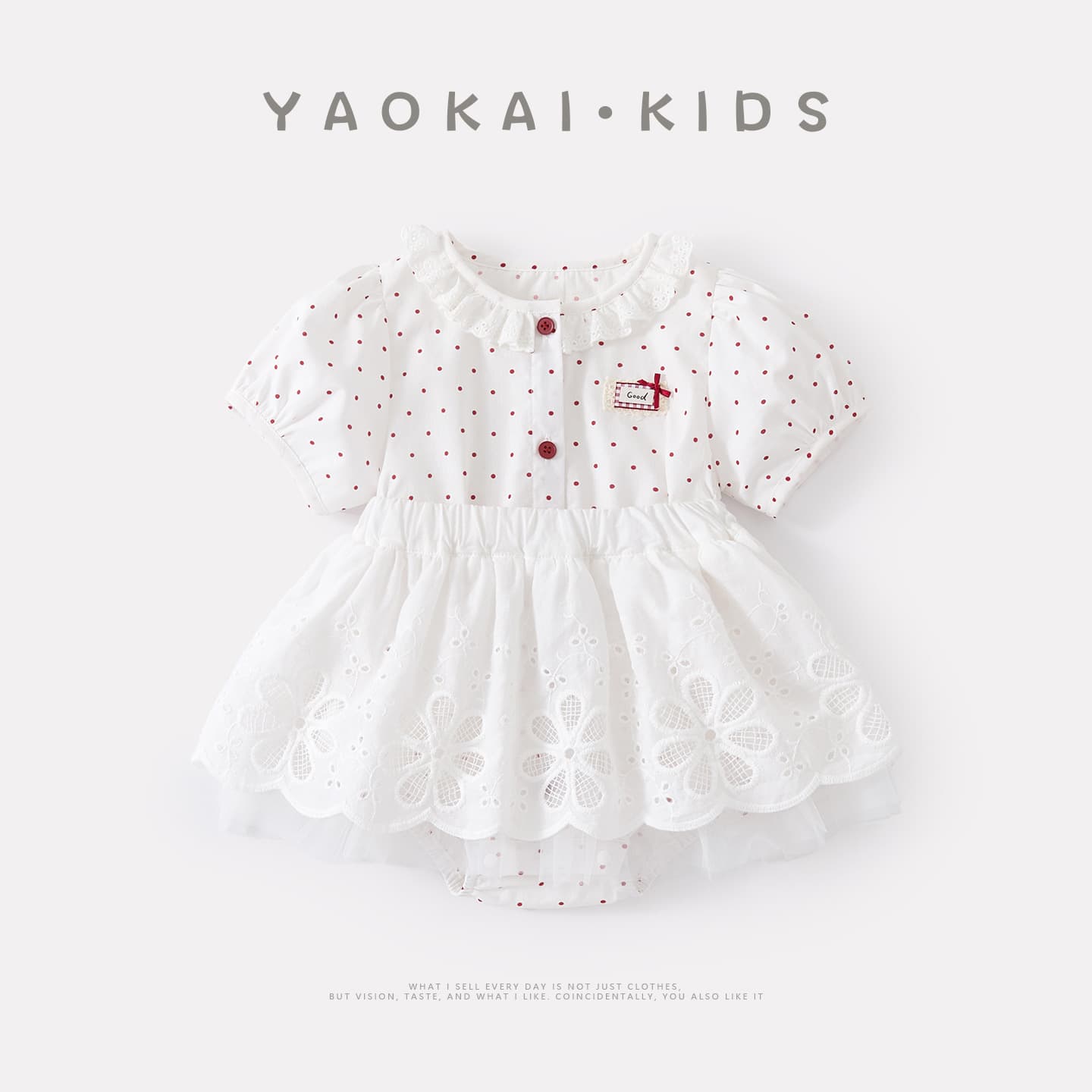 Sweet Korean polka-dot short-sleeved harem for baby girls in summer, two-piece set of thin, stylish mesh skirts for infants and young children