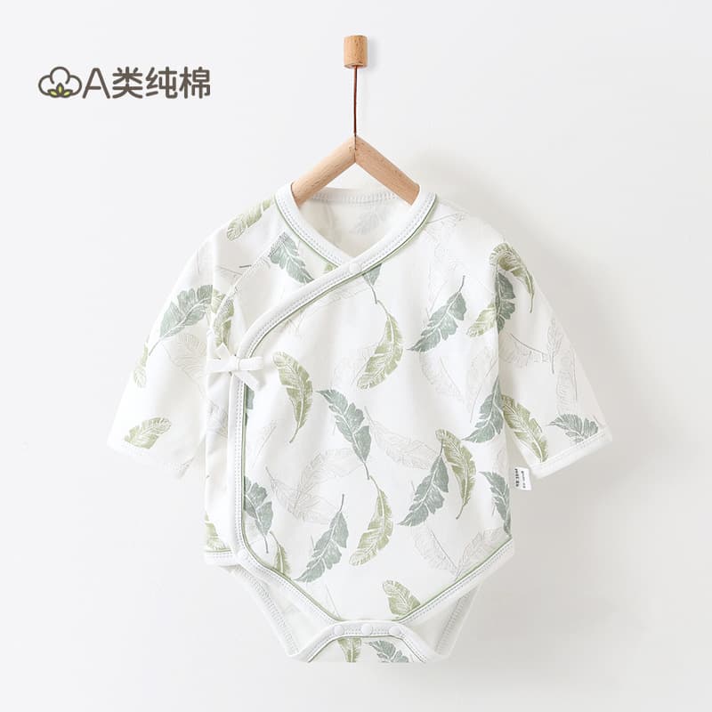 Baby Spring Cotton Class A Newborn Bodysuit Sleepwear for Boys and Girls, Triangle Crotch Romper