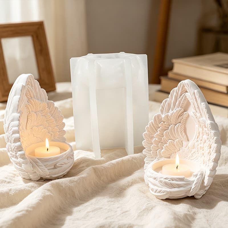 European Style Winged Feather Angel Candle Holder Ornament Silicone Mold DIY Easter Aromatherapy Plaster Candle Base