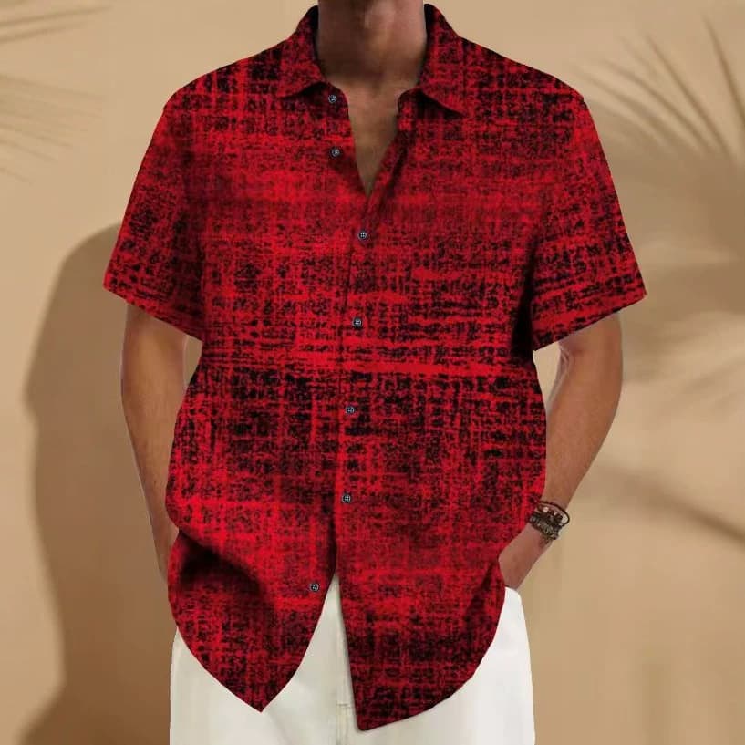 Cross-border European and American men's shirts summer thin short-sleeved shirts digital printing men's loose lazy shirts