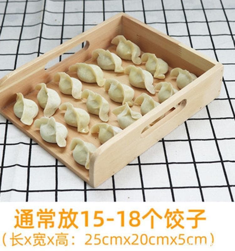 XYT Pine Dumpling Tray Household Multi-Layer Stackable Dumpling & Wonton Storage Box Refrigerator Quick-Freeze Box with Lid Curtain Dumpling
