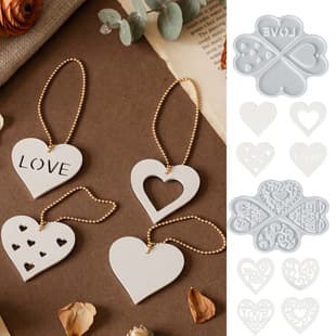 Simple Hollow Heart Pendant Plaque Plaster Ornament LOVE Valentine's Day Wedding Heart-shaped Hanging Silicone Mold