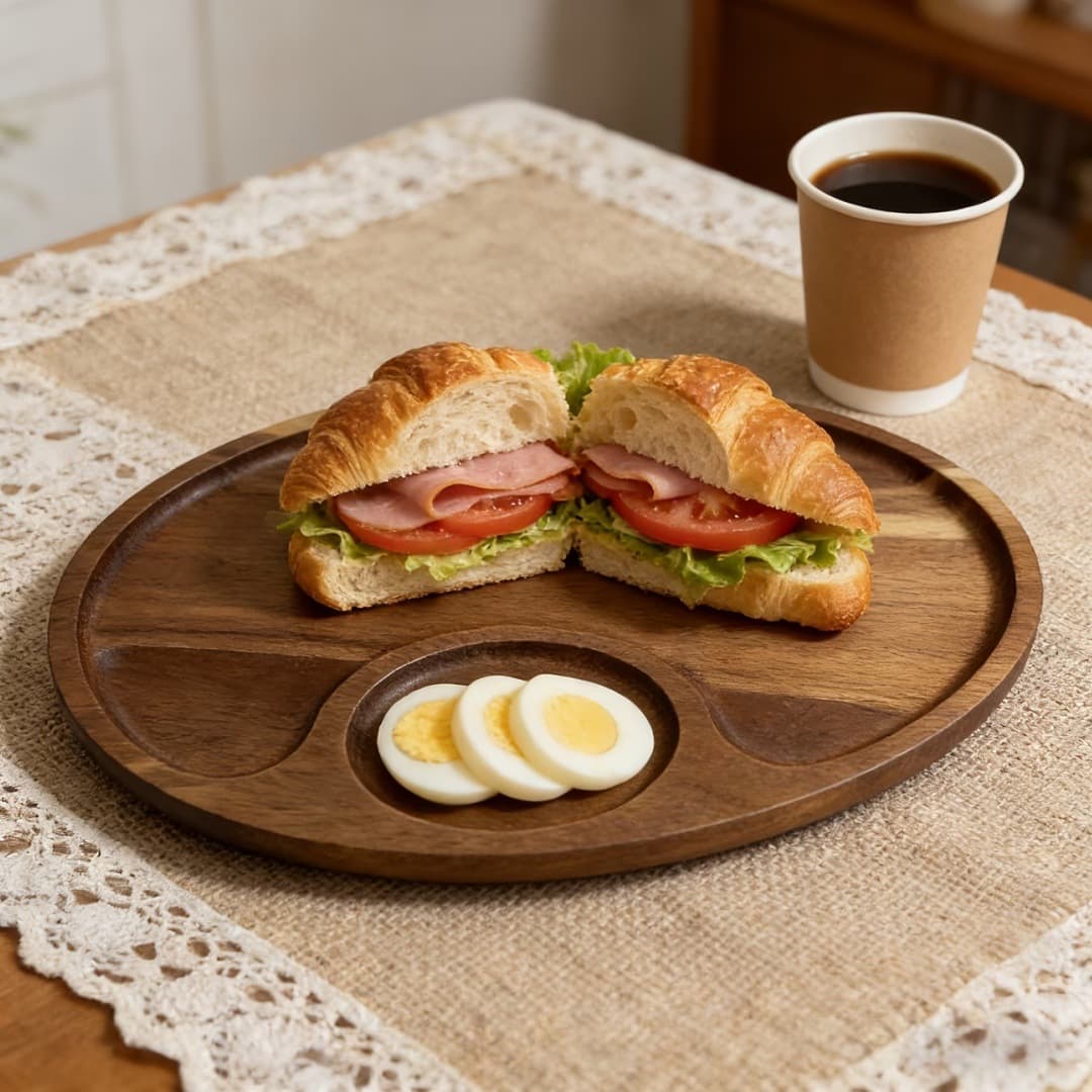 Creative Acacia Wood Comma Afternoon Tea Tray Elegant Wooden Oval Tray Kitchen Decor Cake Plate