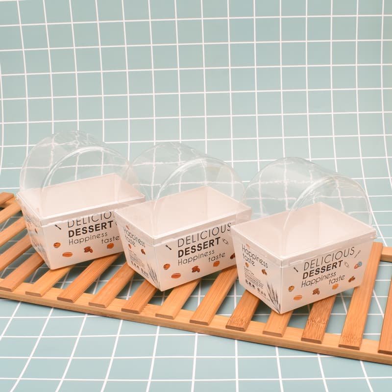 Wholesale thick egg sandwich packaging box whole wheat toast simple lunch box carton white transparent lid packaging box