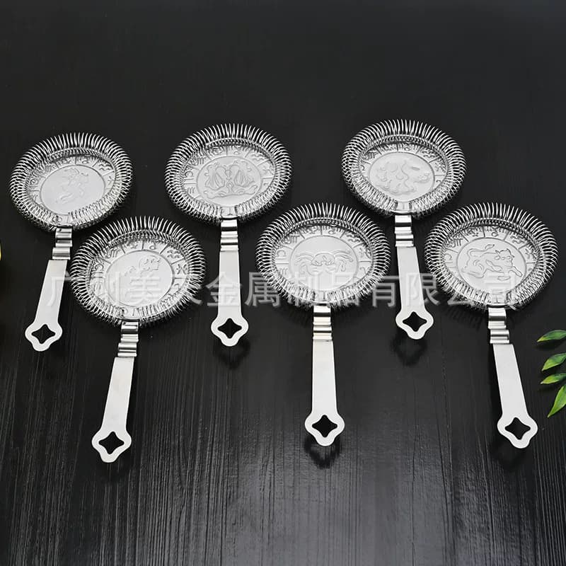 304 Stainless Steel Ice Strainer Bar Cocktail Filter Foreign Trade Cross-border Zodiac Ice Separator