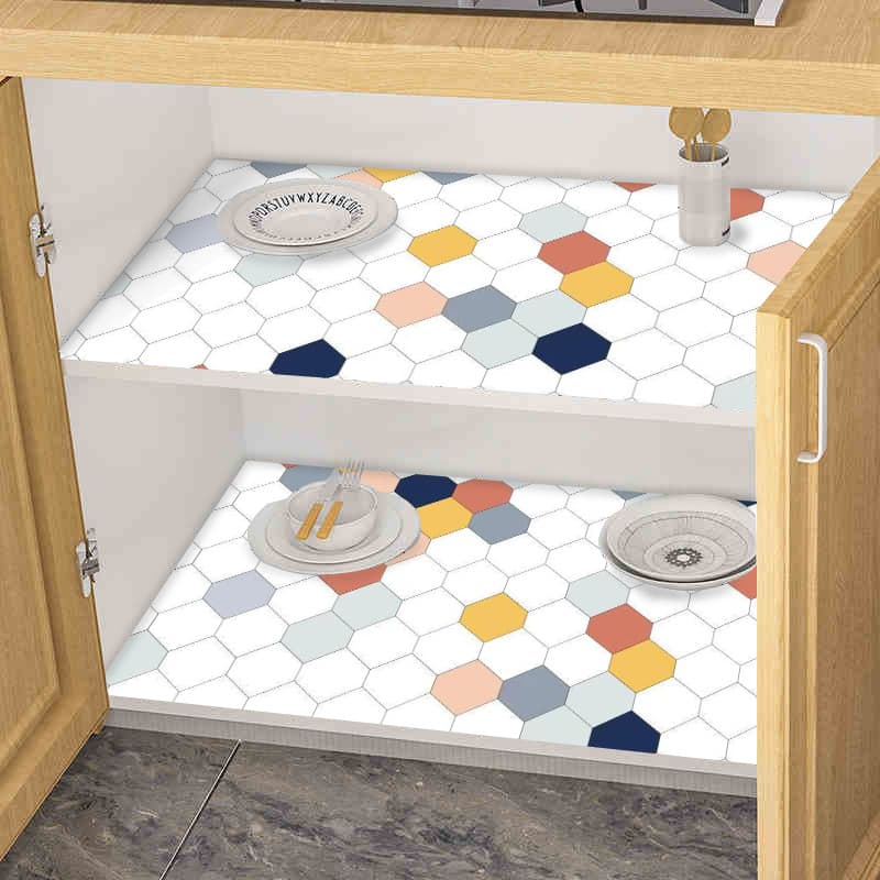 Cabinet Moisture-Proof Mat Kitchen Sticker Self-Adhesive PVC Eco-Friendly Oil-Proof Moisture-Proof Drawer Shoe Cabinet Mat Dust-Proof Pad