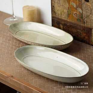 Japanese Style Oval Plate, Nordic Fish Plate, Home Dish Plate, Hotel Restaurant Plate, Cold Dish Plate, Salad Plate