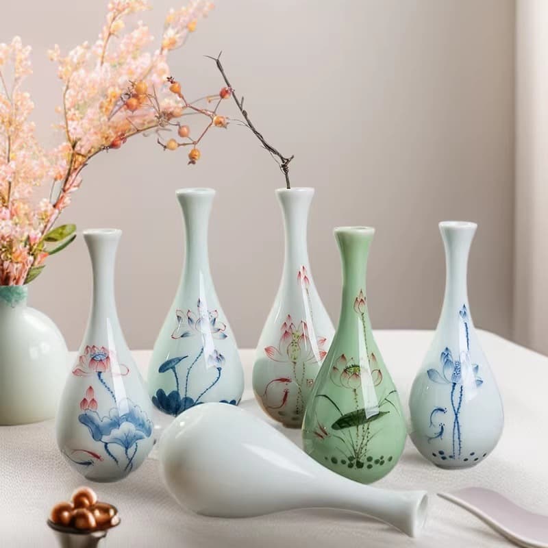 Jade Purifying Vase Tea Ceremony Flower Arranging Vessel, Buddhist Altar Supplies, Dehua White Porcelain Ceramic Small Vase, Guanyin Vase, Zen Style Vase