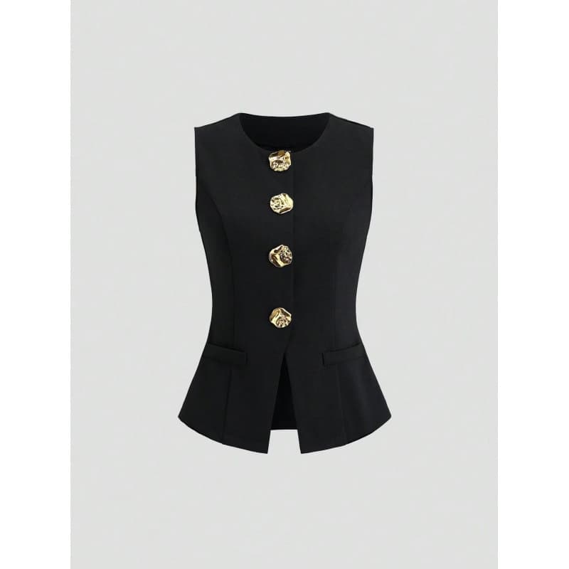 European and American Cross-border Women's Elegant Fashion Solid Vest