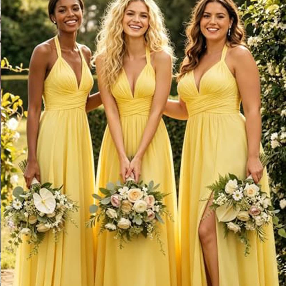 Amazon Best-Selling Bridesmaid Dress Sleeveless Deep V-Neck Backless Long Dress Forest Fairy Evening Gown Party Dress