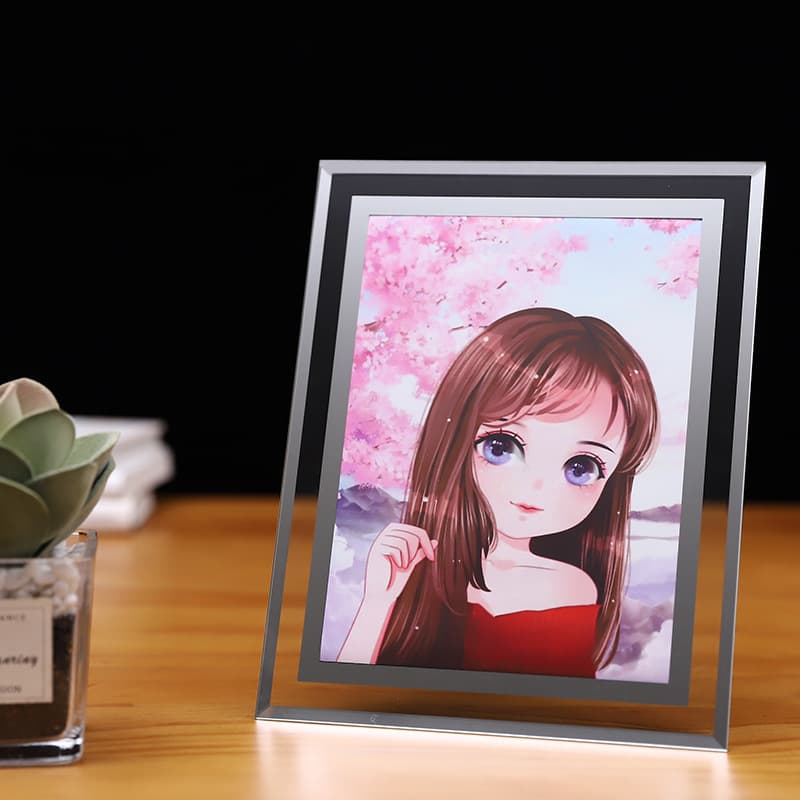 European crystal glass photo frames, transparent premium frame feel, empty frames in 6-inch and 4-inch sizes, personalized display stands, Nordic-style gifts.