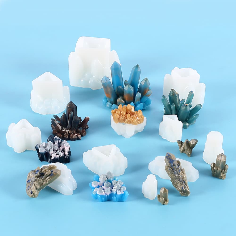 DIY Crystal Clear Epoxy Geode Mold Aquarium Decoration Coral Ornament Silicone Mold
