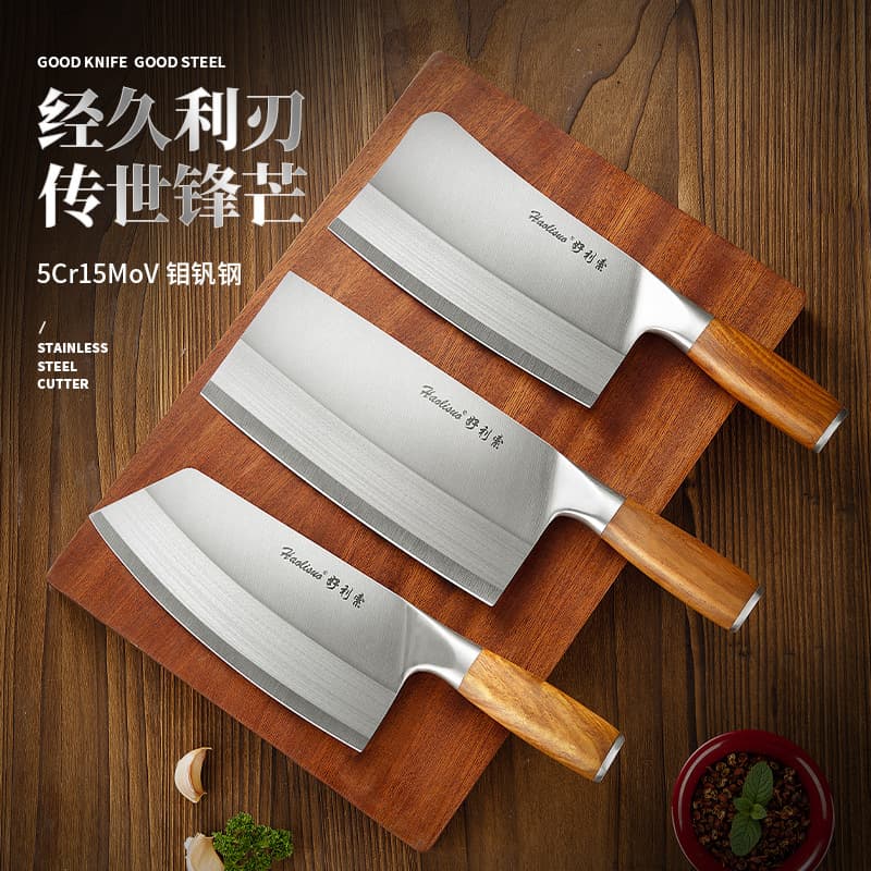 Kitchen Knife Set, Chef's Special Sharp Solid Wood Slicing and Chopping Knife, Essential Outdoor Stainless Steel Kitchen Knife