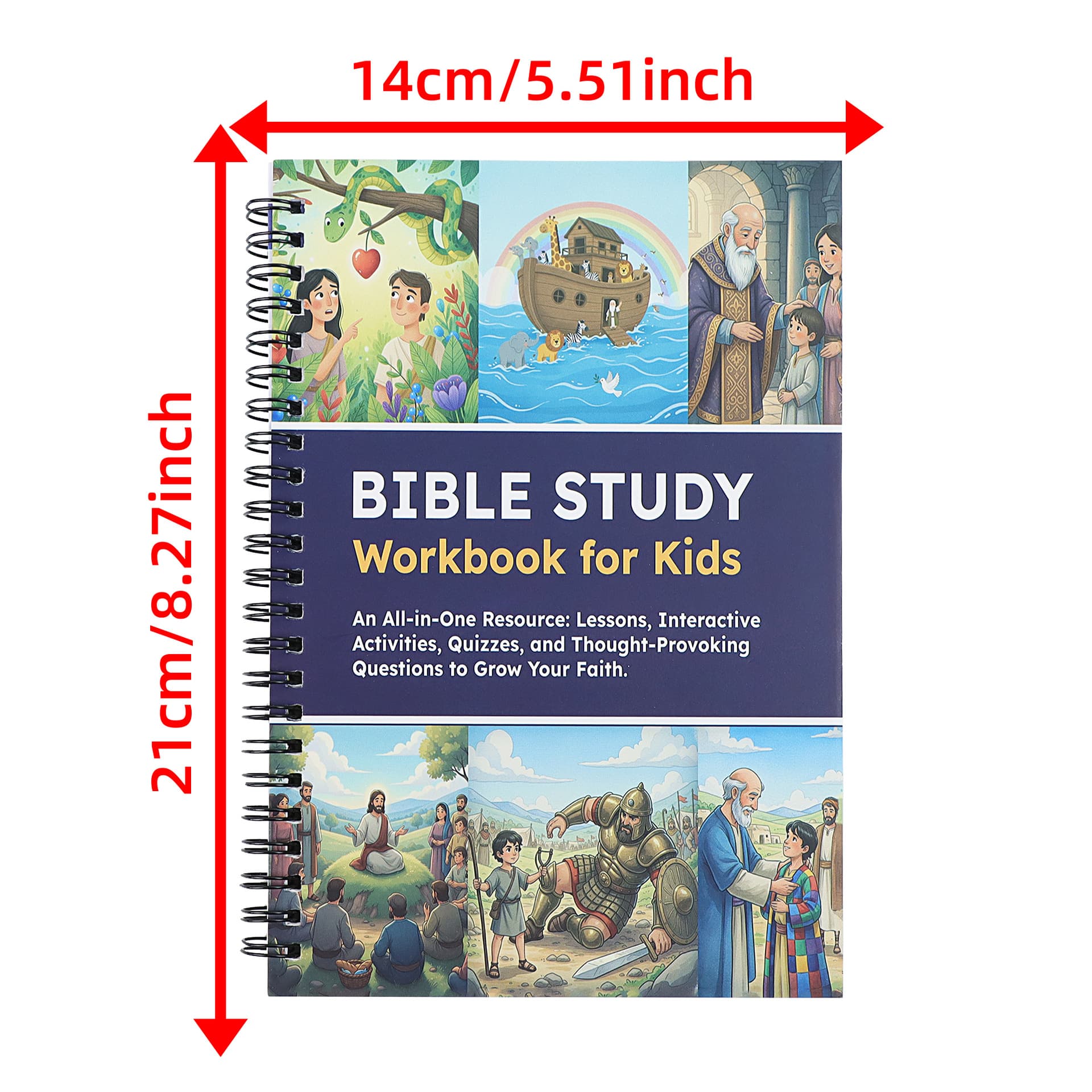 Bible Study Workbook for Kids Hardcover Spiral Children's Story Picture Book Early Learning Teaching Aid