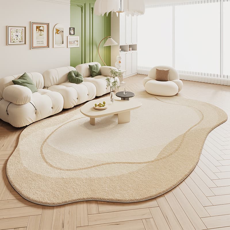 Living Room Carpet Cream Style Faux Cashmere Irregular Shape Warm and Cold-Proof Non-Slip Mat Home Use Stain-Resistant Easy to Clean Carpet