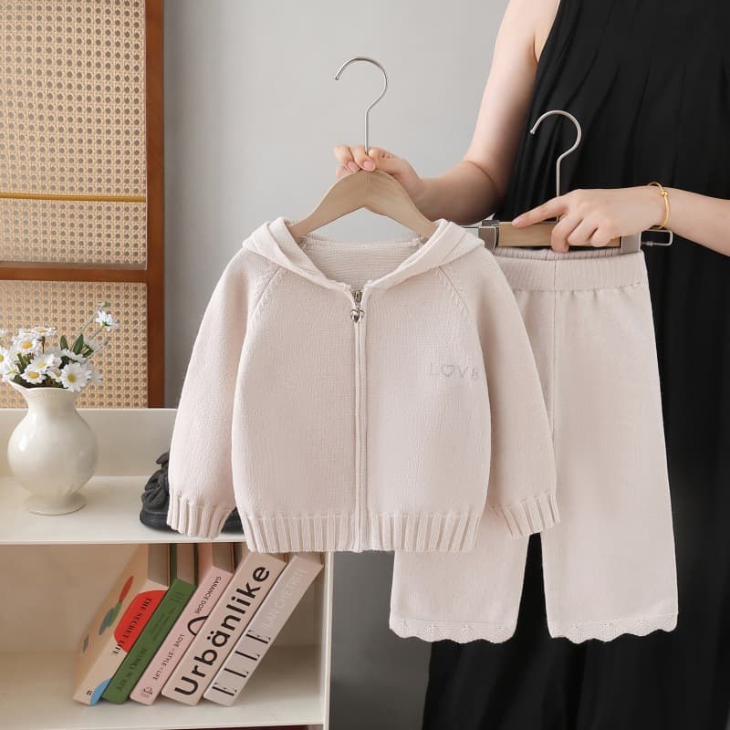 2025 Autumn New Children's Sweater Hat Knitwear Pants Set Little Girl Casual Girls' Sweater Two-Piece Set