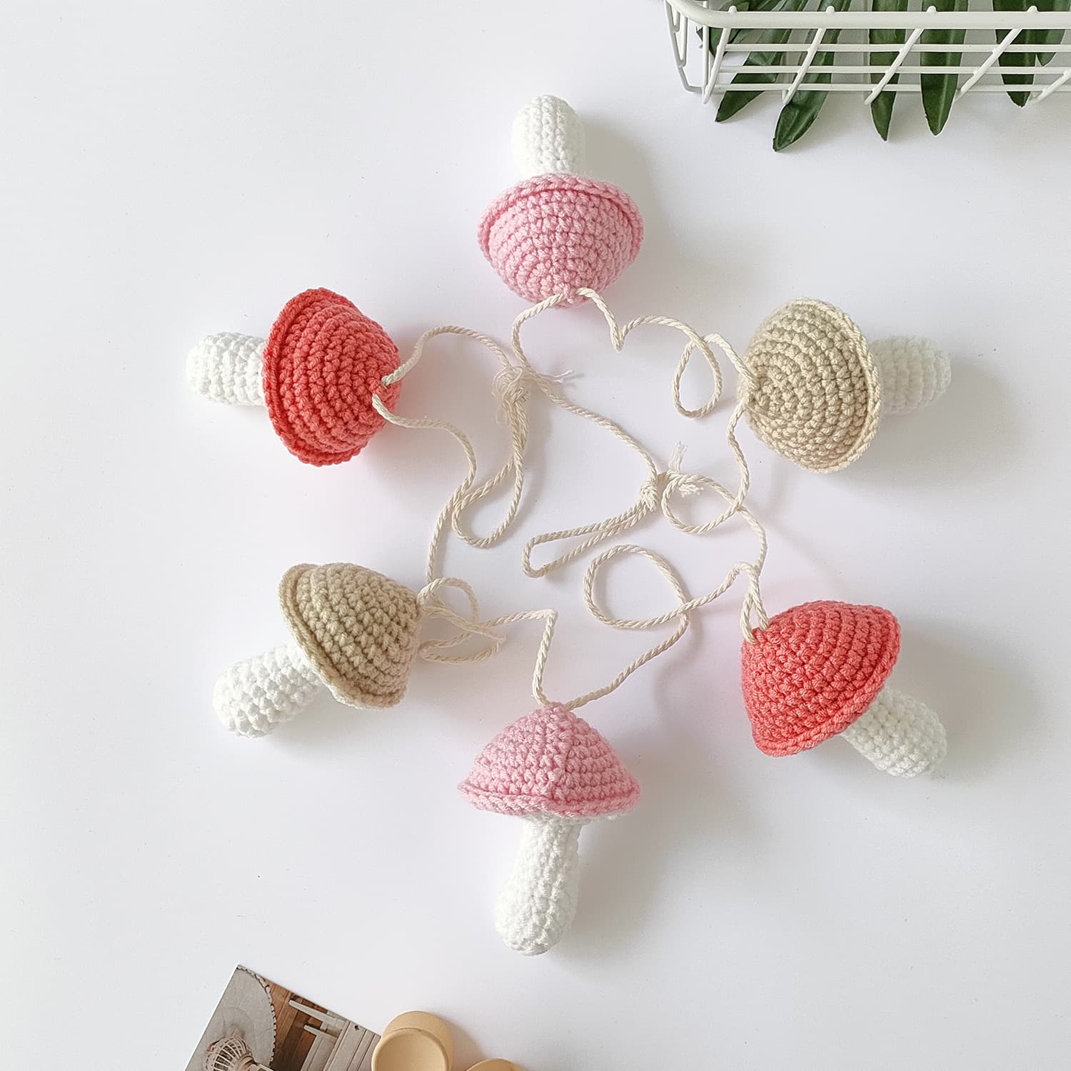 Ins Kids Baby Room Decorative Banner Mushroom Crochet Handmade Garland Nursery Decoration Newborn Gift