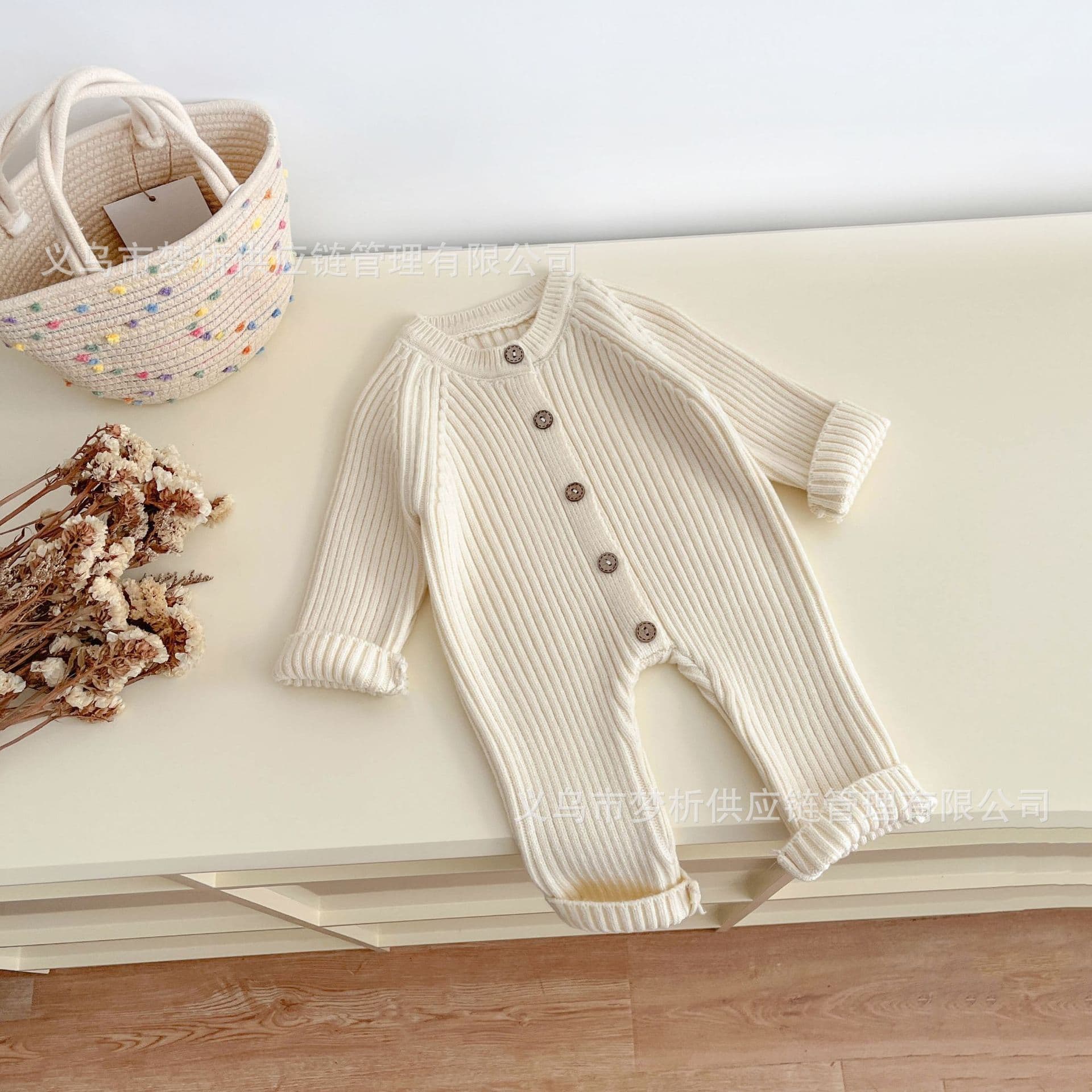 Etsy Personalized Embroidered Baby Romper Autumn/Winter Solid Color Knitted Bodysuit for Newborns