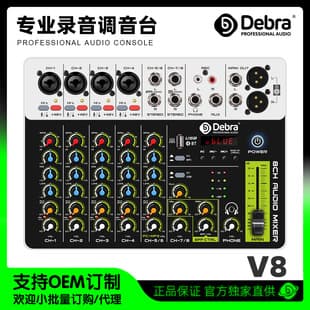 DEBRA Compact Mini Mixer with Reverb, for Weddings, Singing, Outdoor Stage Performances