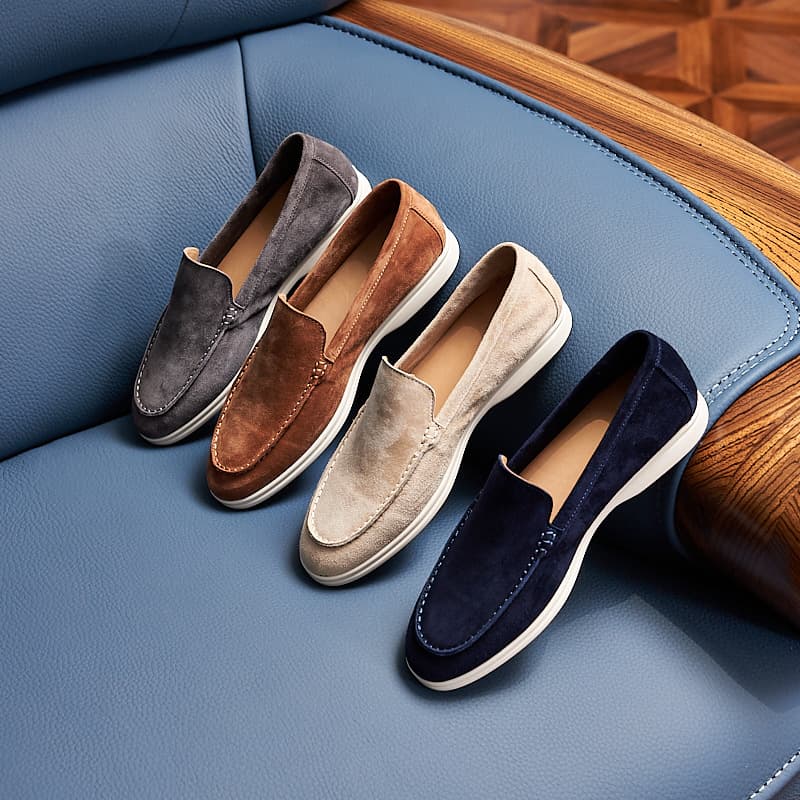 British Style Flat Bottom Slip-On Men's Loafers Retro Casual Shoes Round Toe Rubber Sole Breathable Comfortable Leather Inner