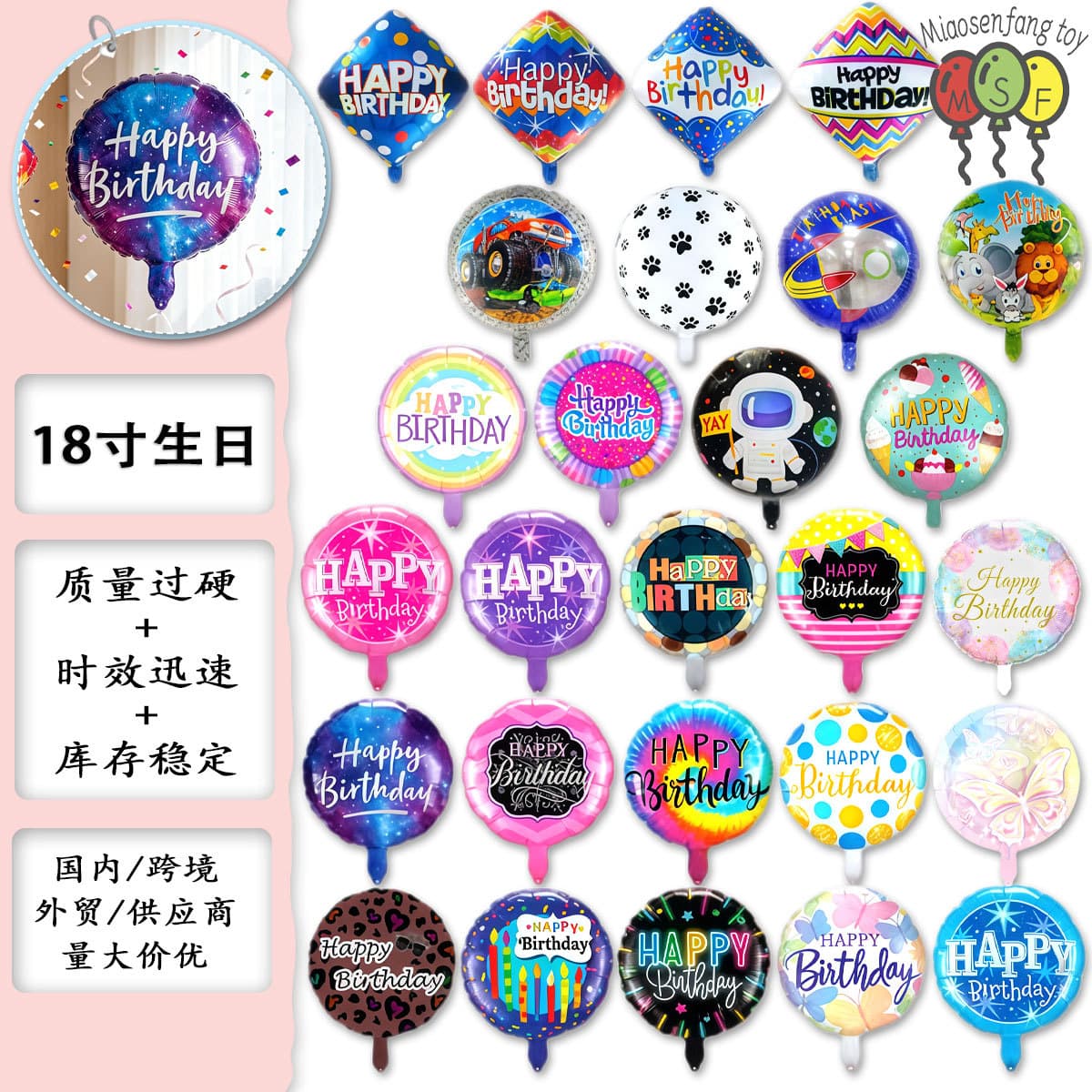 Happy Birthday 18-inch Birthday Balloons Round Square Theme Party Aluminum Film Balloons Baby Birthday Decoration