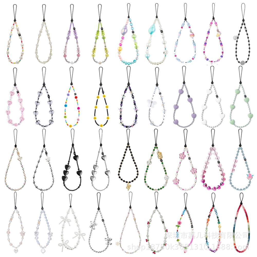 C-House Beaded Love Heart Bow Phone Chain Collection High-End Engraved Wrist Strap Beaded Phone Case Lanyard