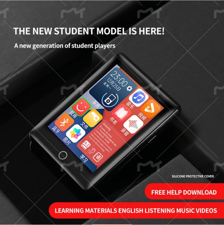 Metal Bluetooth Full-Screen MP3 Portable Student Edition Portable MP4 Full Touchscreen Digital Music Player P5