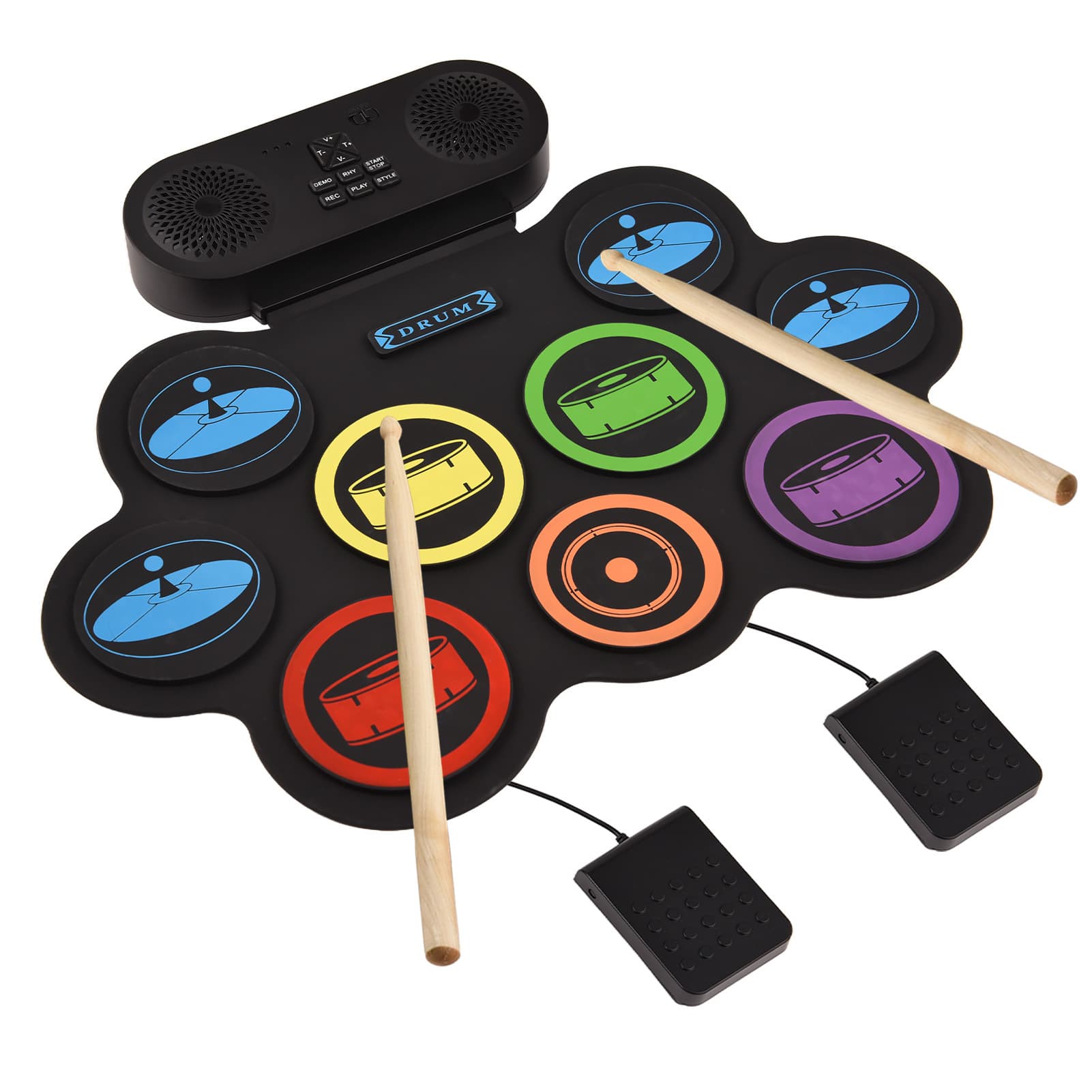 Portable Handheld Electronic Drum Set Silicone Jazz Drum Non Disturbant Drumming Instrument for Children And Music Lovers