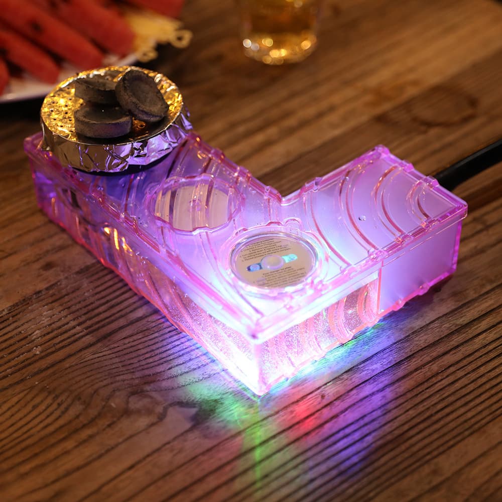 Wholesale L-Shape Plastic Hookah with LED Light for Bar, KTV Party, Arabic Hookah, Car Hookah