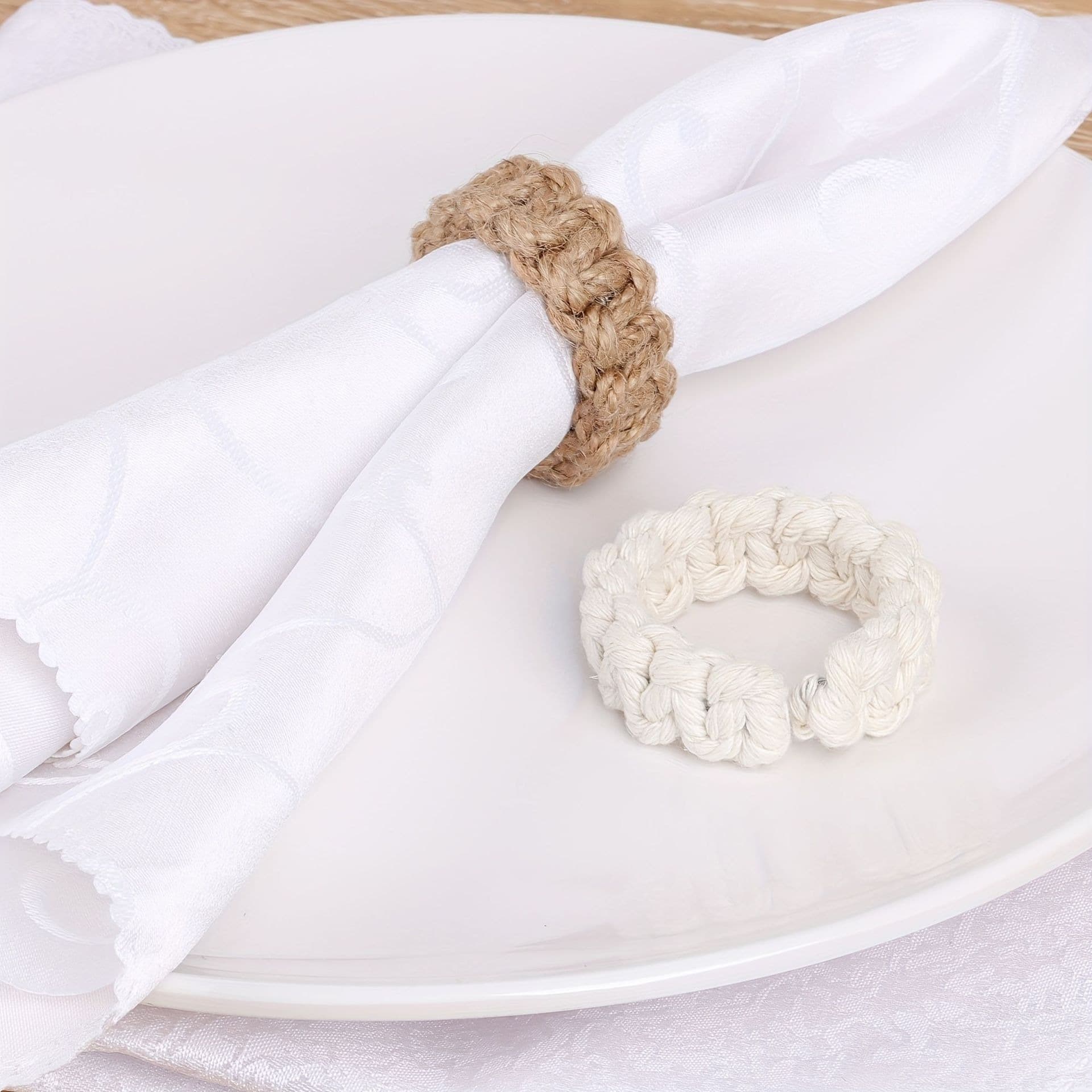 Cross-border Nordic ins hotel western restaurant brown hemp rope napkin ring hand-woven napkin ring decorative napkin buckle