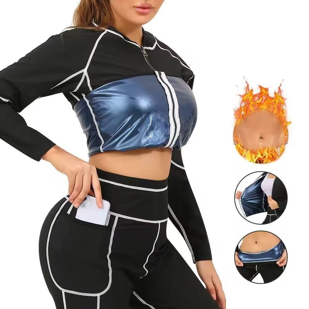 Women's Yoga Sweat Suit for Weight Loss, Sauna Waist Trainer, Plus Size Body Shaper, Sports Corset