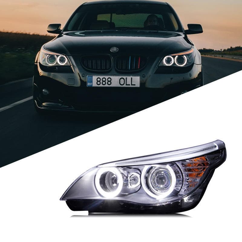Headlight Assembly for 03-10 BMW 5 Series E60 523 530, Old Model Upgrade Angel Eye Xenon Headlight