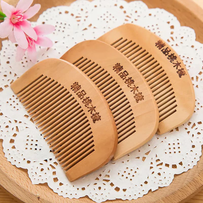 Peach Wood Comb No Break No Loose Teeth Anti-Static Haircut Straight Hair Smoothing Massage Beauty Comb Household Fine-Tooth Comb