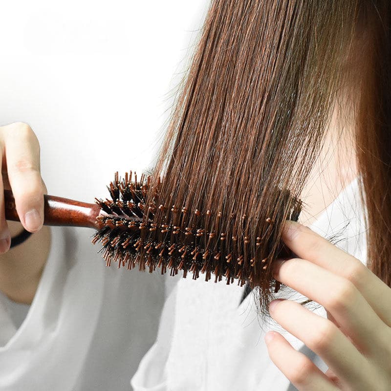 Boar Bristle Hair Brush Roller Comb for Women, Home Use, Volumizing, Straightening, Salon Styling for Men and Women