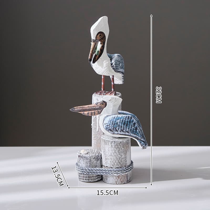Solid Wood Tree Stump Bird Mediterranean Home Decor Wooden Craft Ornament Wood Carving Decorative Piece