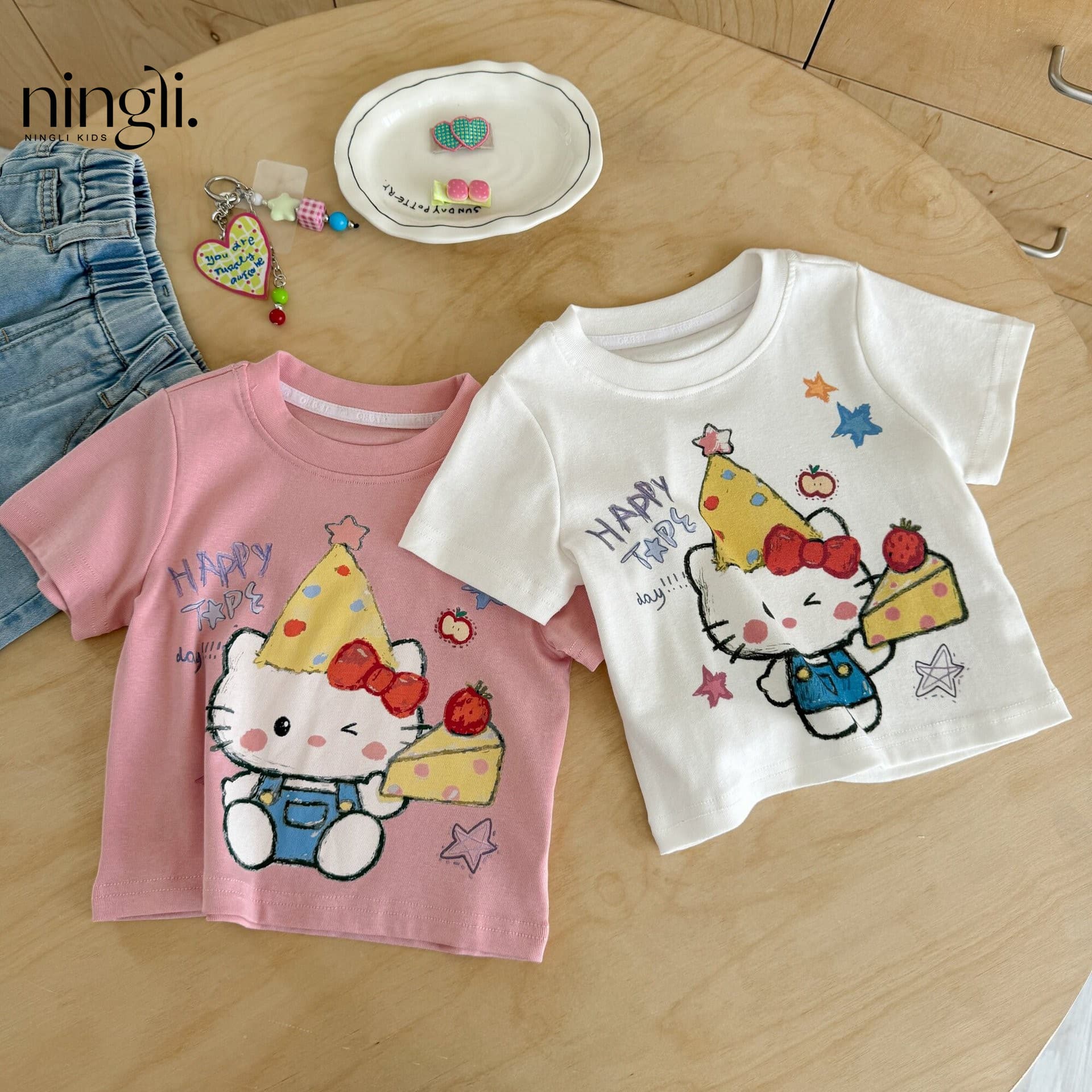 Ningli Super Cute Girls Short Sleeve T-Shirt Summer 2026 New Children's Summer Top Baby Fashionable T-Shirt