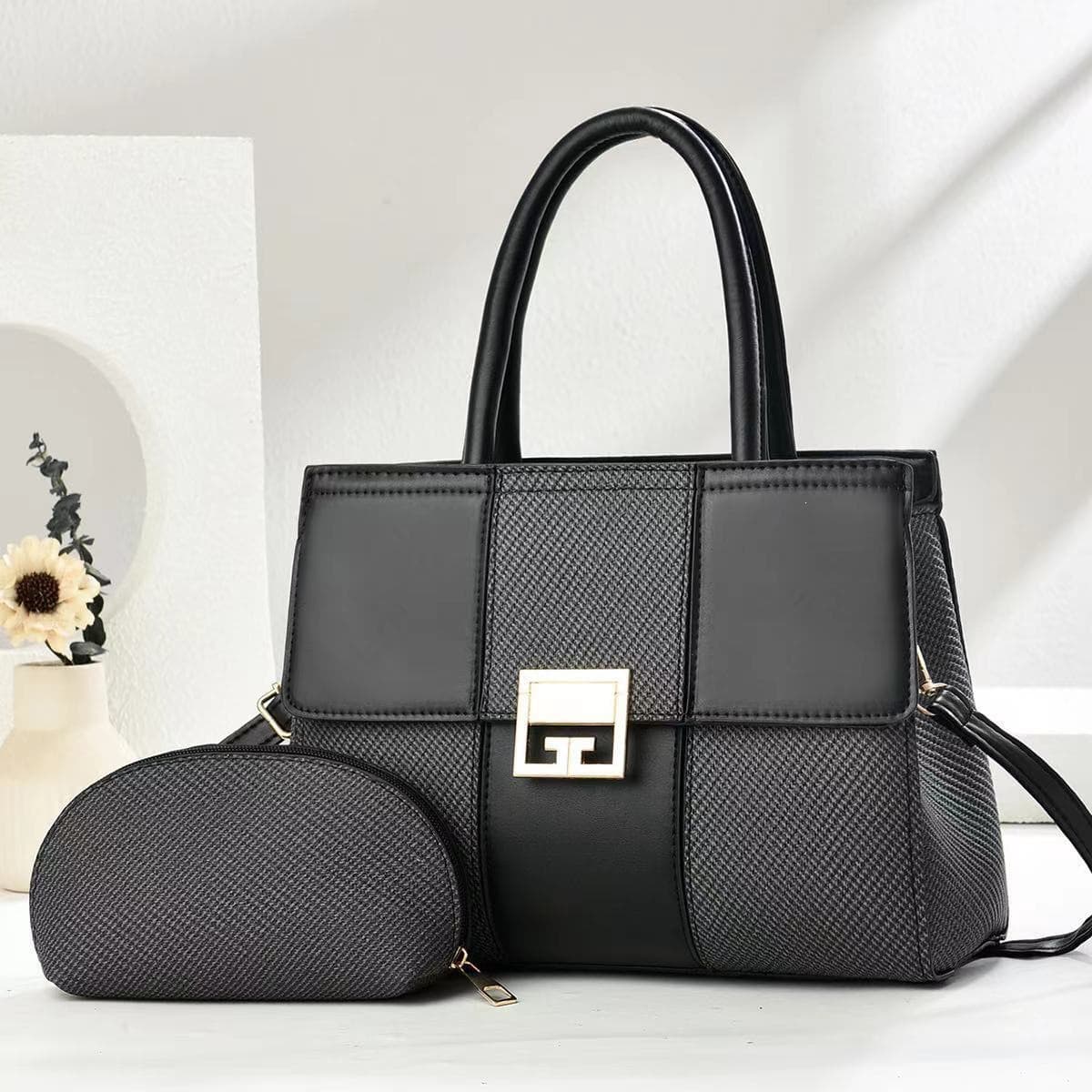 Cross-border bags two-piece set PU mother-in-law bag large capacity fashionable crocodile handbag pattern one-shoulder crossbody bag