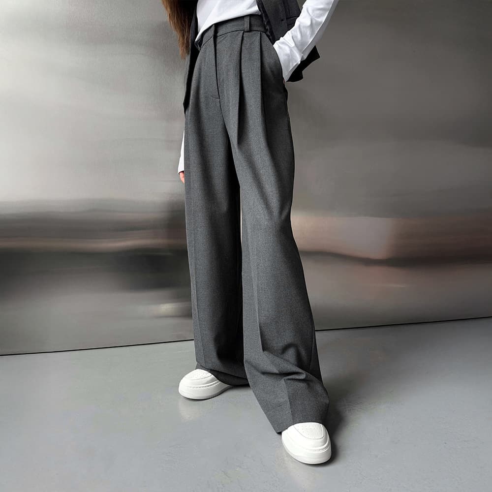 Cross-border Draped Wide-Leg Trousers European and American 2025 Spring/Summer New Versatile Loose Suit Pants Straight-Leg Suit Pants for Women