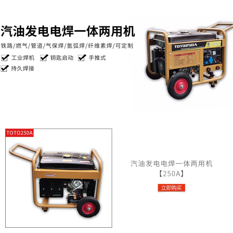 Dual Voltage 250 Amp Gasoline Generator Welder TOTO250A-S Factory Power Outage Emergency Welding