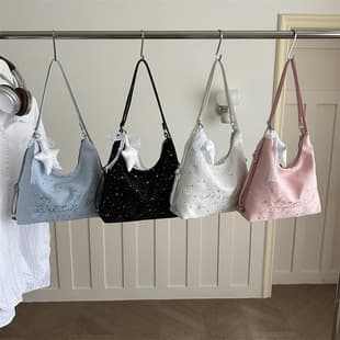 Large Capacity Women's Fresh Embroidered Letter 2026 Personality Fashion Design Sense Casual Underarm Shoulder Crossbody Tote Bag