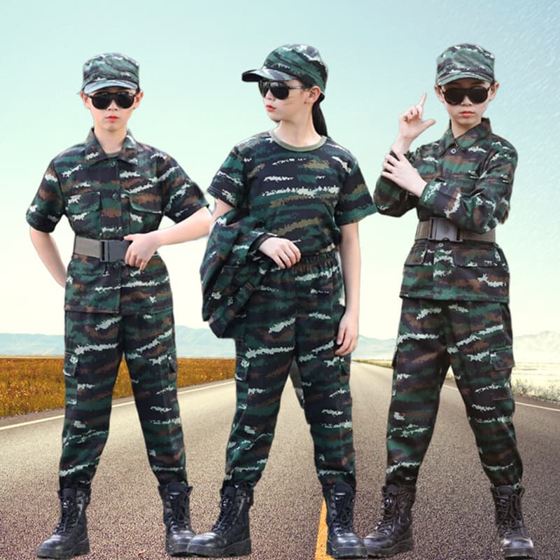Children's Camouflage Frog Suit Set for Boys and Girls Summer Camp Training Uniform for Primary and Secondary School Students