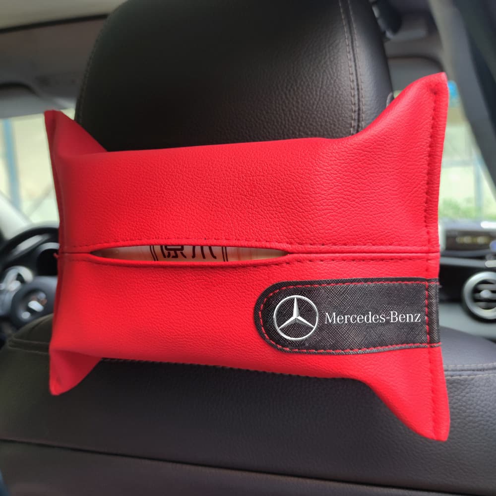 Car Logo Tissue Box Cover Sun Visor Seat Back Armrest Car Tissue Holder Leather Interior Accessory Hanging Style